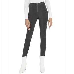 Alicia and Olivia Charcoal Suede Zip Leggings